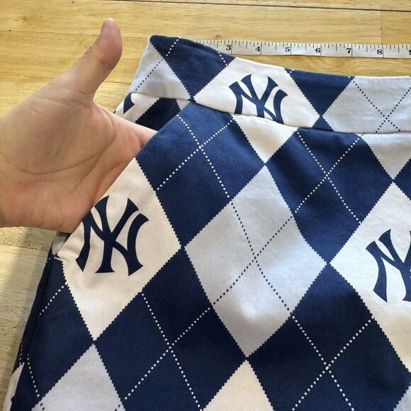 Loudmouth Mini Golf Skort Size 0 Blue Argyle New York Yankees MLB Spandex Pocket - Picture 6 of 13